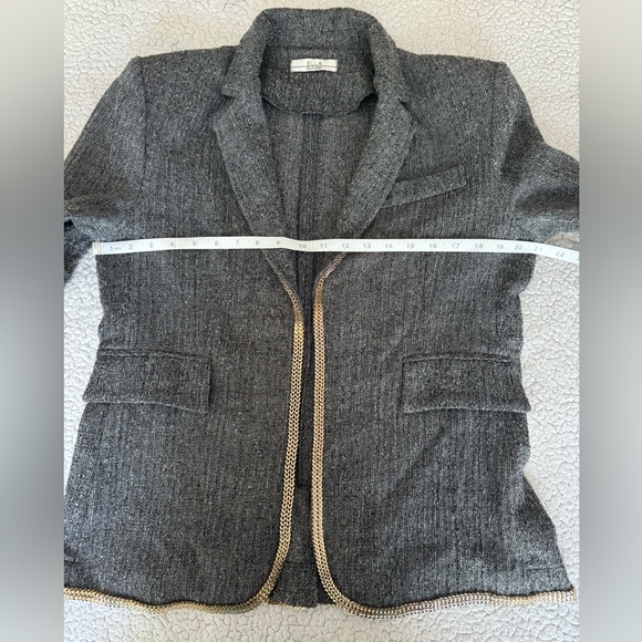 Ella Luna Chain Embellished Grey Wool Sweater Jacket Size L - Picture 7 of 11